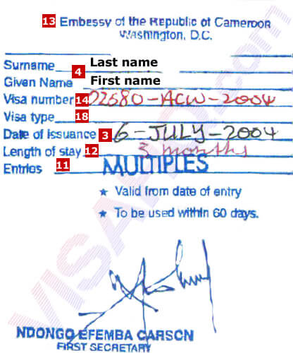 الكاميرون تأشيرة